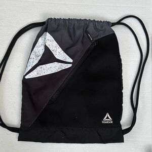 Reebok Black and Dark Gray Drawstring Backpack